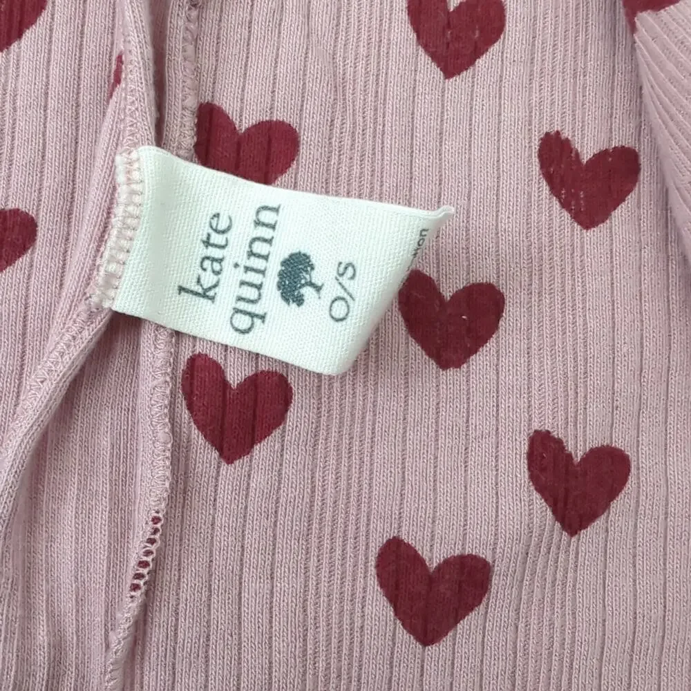 Kate Quinn Organic Baby‎ Blanket Pink Red Hearts  Natural Fiber Cotton Swaddle